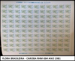 FLORA BRASILEIRA - CAROBA RHM 684 ANO 1981 - FOLHA COMPLETA COM 110 SELOS EM ESTADO MINT DE CONSERVAÇÃO