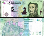 ARGENTINA - CEDULA DE 5 PESOS  DO ANO 2015   EM ESTADO FLOR DE ESTAMPA DE CONSERVAÇÃO