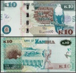 NOVA ZAMBIA CEDULA  DE 10 Kwacha 2018 Nova  - EM ESTADO FLOR DE ESTAMPA DE CONSERVAÇÃO.  NUMERAÇÃO ALEATÓRIA
