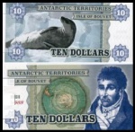 ILHA DE BOUVET - TERRITORIOS ANTARTICOS - CEDULA FANTASIA EM ESTADO FLOR DE ESTAMPA DE CONSERVAÇÃO DE 10 DOLLARS DO ANO 2014