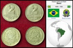 BRASIL - PAR DE MOEDAS MODULO MENOR ESCASSA DE 2 CRUZEIROS 1956 - MOEDAS EM ESTADO FLOR DE CUNHO DE CONSERVÃO!