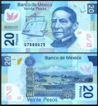 MEXICO - CEDULA EM POLIMERO DE 20 PESOS  DO ANO 2011 EM POLIMERO  -  EM ESTADO FLOR DE ESTAMPA DE CONSERVAÇÃO