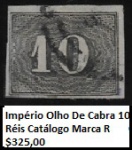 Império Olho De Cabra 10 Réis Catálogo Marca R$325,00 - SELO EM EXCELENTE ESTADO  DE CONSERVAÇÃO