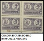 QUADRA DO SELO RHM 0213 ANO  1946  ESCASSA   - QUADRA  EM EXCELENTE ESTADO  DE CONSERVAÇÃO