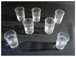 Sete copos em cristal para aperitivos, Alt. 8, Diam. 4,5 cm. Este lote encontra-se em Nogueira.