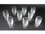 Nove taças em cristal translúcido, Alt. 12, Dia. 5 cm. Este lote encontra-se em Nogueira.