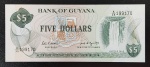P#23 GUYANA 5 DOLLARS 1989 FE.
