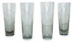 ANOS 50 - Jogo de 4 copos em cristal translucido lapidados com folhagens. Mede 20cm altura.