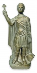 ANOS 50 - Antiga escultura com estrutura em metal espessurado a prata representando imagem de Santo Expedito. Marcas do tempo. Mede 10cm de altura. 