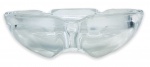 EUROPA - Elegante cinzeiro em denso demi-cristal translucido no formato circular, lapidado em gomos. Mede 5cm de altura x 16cm de circunferência.