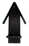 Antigo oratório com estrutura em madeira escurecida. Marcas do tempo. Mede 14cm x 24cm.