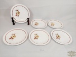 Jogo de 6 Pratos de Sobremesa em Porcelana Floral Nadir. . Medida:18,5 cm diametro . apresenta pequenas manchas