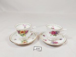 2 Miniaturas Xícaras coleção Porcelana Queens  Inglesa Decorada Flores Mês Julho e Agosto. Medida: 4 cm x 4 cm e pires 7,5 cm