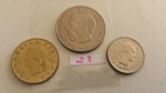 28 - 03 moedas Universais – Parte de uma Coleção de Moedas do Mundo – Italia, Noruega e Colombia