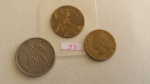 33 - 03 moedas Universais – Parte de uma Coleção de Moedas do Mundo – Ioguslavia, Portugal e Itália