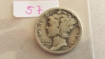 57 – Moeda de PRATA 900 – MERCURY DIME - Estados Unidos da América – Ano de 1935   -  Estado de Conseração MBC