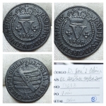 D. José I, Colônia. V Réis 1768B, cobre  SOB/MBC. <br>Ref. Cat. Bentes Bentes 2022 MARCA para 2022 BC 200,00/ MBC 900,00/ SOB 2000,00 <br>Nº8