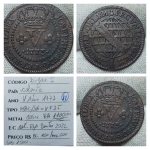 D. José I, Colônia. V Réis 1773, cobre  MBC/SOB - VF35. <br>Ref. Cat. Bentes 2022 Bentes 2022 MARCA para BC 160,00/ MBC 600,00/ SOB 1500,00 <br>Nº11
