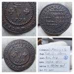 D. Maria e D. Pedro III, Colônia. V Réis 1778, cobre SOB/MBC- VF35. <br>Ref. Cat. Bentes 2022 Bentes 2022 MARCA para BC 180,00/ MBC 900,00/ FC 2000,00 <br>Nº15