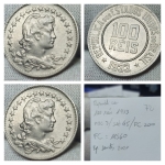 República 100 Réis 1933 FC - MS60. <br>Ref. Cat. Bentes 2022 Bentes 2022 MARCA para MBC 8,00/ SOB 45,00/ FC 200,00 <br>Nº72