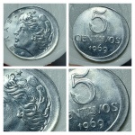 Moeda DEFEITO BONÉ 5 centavos de 1969. 
Nº27