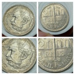 P720 moeda de prata 2000 réis de 1935. Duque de Caxias, Marechal Luiz Alves de Lima e Silva, comandante das tropas do Imperador no Brasil. 
Nº30