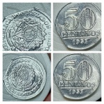 Moeda DEFEITO FIM DE CHAPA 50 centavos de 1957. 
Nº35