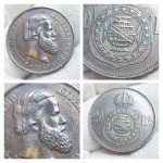 B788 moeda de bronze, Brasil Império. 20 réis de 1869 com ponto SOB. Nº59
