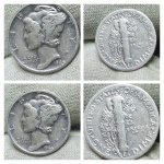 Moeda de prata. Estados Unidos, One Dime 1944 D.
Nº90
