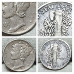 Moeda de prata. Estados Unidos, One Dime 1944.
Nº91