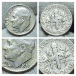 Moeda de prata. Estados Unidos, One Dime 1957 D.
Nº96