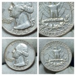 Moeda de prata. Estados Unidos 25 Cent 1964.
Nº104