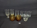 Lote de 7 copos e 2 taças em vidro diversos MEDIDA: taça 11 cm x 5 cm e menor6 cm x 5,5 cm