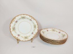 Jogo de 6 Pratos Fundos porcelana manufatura  Regal  Japonesa  esmaltada  com flores . . medida 19 cm