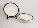 Jogo 6 pratos Massas com Borda Azul Cobalto e e friso ouro em Faiança Inglesa Royal Doulton Medida: 27 cm diametro