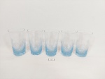 Jogo de 5 Copos Aperitivo em Vidro Azul Lapidado. Medida: 9 cm x 5 cm
