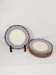 Jogo de 6 Pratos de Rasos em Ceramica Decorada Azul com bolinhas.Medida: 26 cm