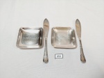 2 Mantegueiras Individuais com 2 espatulas em Prata 90 Fracalanza modelo Lacinho .  medida 6,5 cm x 6,5 cm e 13 cm