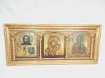 Quadro Decorativo Representando Arte Sacra  icone, Com patina Dourada . pintura sob madeira. Moldura Madeira Medida:  40 cm x 90 cm comprimento