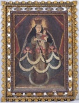 Pintura Cusquenha Séc. XVIII/XIX, retrata Imagem de Nossa Senhora, ost 55 x 80 cm. Moldura original, necessita apenas restauro no canto inferior direito,
