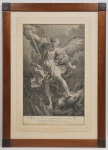 Jacobus Frei, gravura reproduzindo São Miguel Arcanjo, 51 x 31 cm.