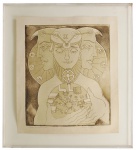 Naná Viego - Gravura datada 1972, com prova do artista, emoldurado em caixa acrílica 70 x 60 cm e com a caixa 86 x 76 cm.