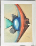 Albery - Peixe, técnica mista sobre papel, 77 x 56 cm. Papel com marca do fabricante C.M. FABRIANO.