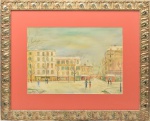 Maurice Utrillo (ATRÍBUIDO) - Aquarela assinada intitulada Rue Jeane D'Arc Palais Paris, 38 x 54 cm.