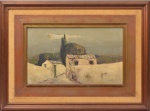 Lazzarini, Domenico (1920- 1987)  Casario, óleo sobre tela assinado, datado e localizado, Cabo Frio 77, 33 x 55 cm.