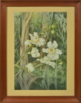 Margareth Mee - impressão reproduzindo orquídeas, 63 x 42 cm.