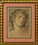 Europa Séc XIX, Figura alegórica, desenho com crayon e pastel, sem assinatura, 45 x 34 cm.