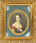 Reprodução, retrato de dama, 29 x 23 cm.