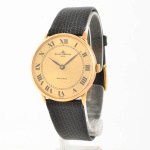 Baume & Mercier - Relógio de pulso masculino, Baumatic, caixa em ouro teor 750, pulseira em couro. Funcionando mas sem garantia.