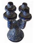 Castiçal em cerâmica espanhola pra 4 velas marcados na base, Alt. 31. Diam. 18 cm.
